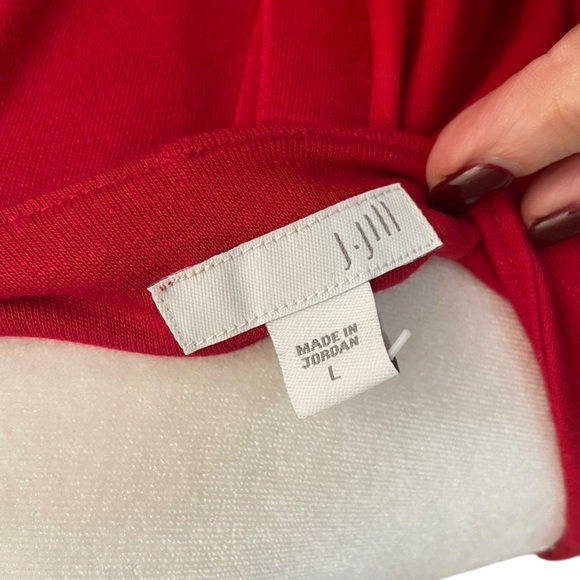 J Jill Sangria Red Slub Knit Layered Dress Size L Buttons Back Pockets Stretch - Picture 9 of 14